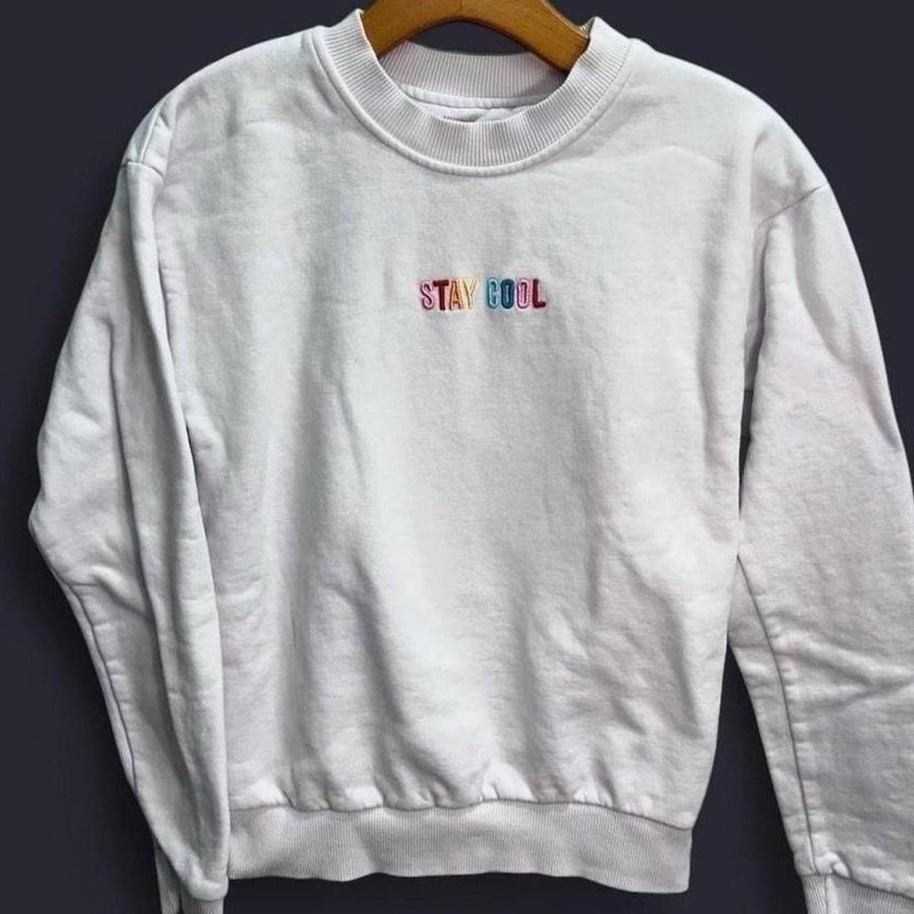 Museum of Ice Cream “Stay Cool” white embroidered crewneck